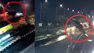 Google Mapsi takip ederek yanlış dönüş yapan sürücü, aracıyla bitmemiş köprüden aşağı düştü, korkunç anlar kamerada