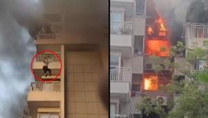 Dehşete düşüren an Alevlerin içinde kaldı, 5. kattan atladı