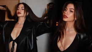 Güzelliğiyle takipçilerini büyüledi Siyahlar içindeki pozlarına beğeni yağmuru