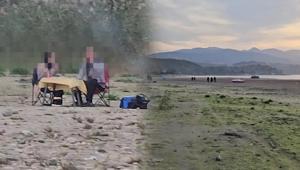 Sapanca Gölündeki kuraklığa böyle dikkat çekti ‘Suyun olduğu yerde insanlar mangal yapıyor’