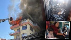 Antalyada yangın paniği Mahsur kalan 3 çocuğu inşaat işçileri kapıyı kırarak kurtardı