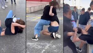 Okul bahçesinde korkunç görüntü 11 kişi bir kız öğrenciyi dövdü: Vurun acımayın