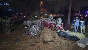 Karabükte feci kaza Otomobil, takla atarak çarptığı ağacı kökünden söktü