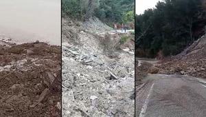 Kastamonuda heyelan İnebolu-Doğanyurt-Cide karayolu kapandı