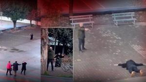 Öfkeli baba silahla dehşet saçtı Kızını rahatsız eden genci okul bahçesine kadar izledi