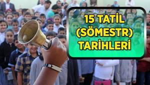 15 TATİL (SÖMESTR) TARİHLERİ Yarıyıl tatili ne zaman başlayacak/bitecek Karneler hangi tarihte verilecek İkinci dönem ne zaman başlayacak
