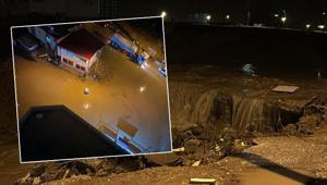 Adana’da şiddetli yağış Yollar göle döndü, istinat duvarı çöktü