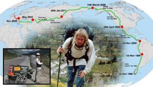 27 yıldır durmadan dünyayı yürüyor Ne uçak ne gemi... Hiçbir ulaşım aracını kullanmıyor