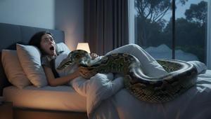 Kabus değil gerçek Üzerinde 2.5 metrelik pitonla uyandı: Kımıldama