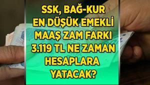 EMEKLİ MAAŞ ZAM FARKI 3.119 TL ne zaman yatacak En düşük emekli maaşı 20 bin TL oldu mu SSK, Bağ-Kur emekli maaş zam farkları banka hesaplarına ne zaman yatacak