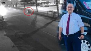 Skuterle karşıya geçerken can verdi Emekli polisin hayatını kaybettiği kaza kamerada