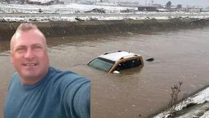 Otomobil su kanalına uçtu Sürücünün cansız bedenine ulaşıldı