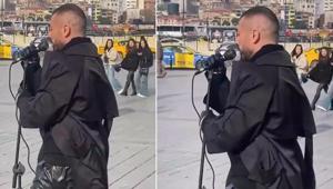 İstanbulun göbeğinde sokak sanatçısı gibi şarkı söyledi Ünlü sanatçıyı gören şakına döndü