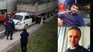 Cenazeye giderken feci kaza TIR’a çarpan otomobildeki 2 kişi hayatını kaybetti