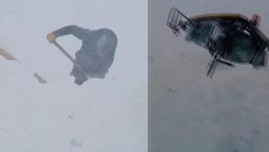 Ardahan-Şavşat kara yolunda karla mücadele eden ekiplerin üzerine çığ düştü