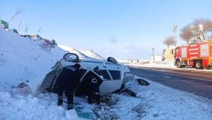 Mazıdağı yolunda korkutan kaza Otomobil şarampole uçtu