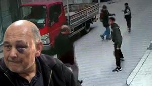 Sokak ortasında taşlı yumruklu darp 3 çocuğun yaşlı adama saldırısı kamerada