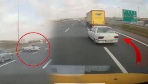 Arnavutköy’de makas faciası kamerada Kontrolden çıkıp bariyere çarptı