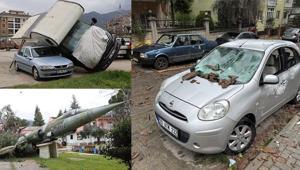 Kuvvetli rüzgar kenti savaş alanına çevirdi Çatılar uçtu, ağaçlar devrildi