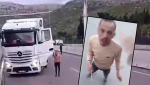 Sınır kapısında yol kavgası kamerada Aynama vurdun diyen TIR şoförü demir sopayla saldırdı