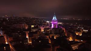 Galata Kulesi farkındalık için mor renge büründü