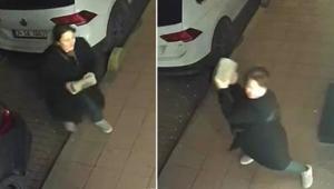 Kaldırım taşıyla öfke saçtı Gece yarısı iş yerinin önüne gelen kadın camları tuzla buz etti