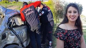 genç kadın işe giderken hayatını kaybetti Tankerle çarpışan otomobil tarlaya savruldu