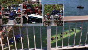 Fransada yolcu otobüsü ve bir araç nehre düştü Can pazarından çarpıcı görüntüler ortaya çıktı