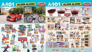 YENİ A101 AKTÜEL İNDİRİMLERİ A101 Aldın Aldın 7 Mayıs aktüel kataloğunda hangi ürünler satışa çıkacak 12V Kumandalı Akülü Araba, 26 Jant Tek Amörtisörlü Bisiklet, Kapaklı Metal Saklama Kabı Seti...