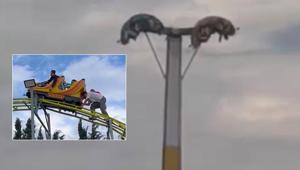 Lunaparkta korkunç kaza Metrelerce yüksekte dakikalar baş aşağı mahsur kaldılar