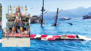 Marmaris’te tur teknesi battı
