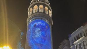 Galata Kulesinde Sıfır Atık Haftası ile ilgili ışık gösterisi