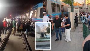 İstanbulda tramvay hattında korkutan trafo yangını Yolcular raylara indi