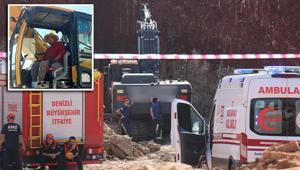 Denizlide inşaat kazısında facia İş makinesinden indi, tonlarca toprağın altında kaldı