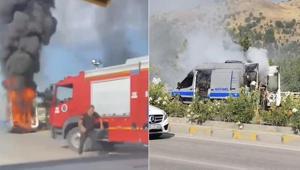 Alev alan hasta nakil aracında can pazarı Şoförün dikkati hayat kurtardı