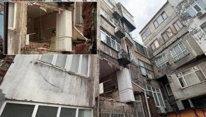 Şişlide bina duvarı gürültüyle çöktü Deprem oldu zannettik