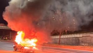 Eskişehir-Ankara karayolunda LPG tankı patlayan otomobil alev topuna döndü