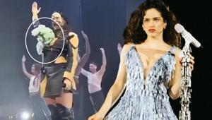Rosalíanın konserinde şok anlar Yüzüne çiçek fırlatıldı, sahneyi terk etti