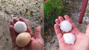 Osmaniyede yumurta büyüklüğünde dolu yağdı; görenler gözlerine inanamadı
