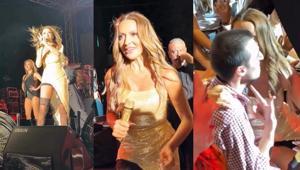 Hadise şarkıyı yarıda kesti, sahneden indi Hayranının Beni öp isteğini geri çevirmedi