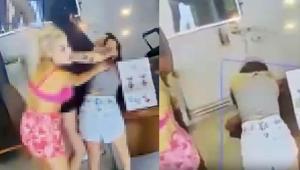 4 kadın birbirine girdi Başını tutup masaya defalarca vurdu