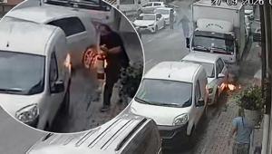 İstanbulda yer altındaki kablolar alev aldı Aracını son anda kurtardı