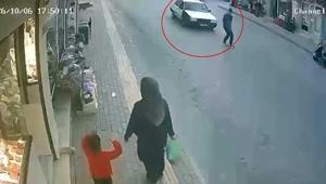Otomobilin çarpacağını anlayınca yaptığı hareket hayatını kurtardı