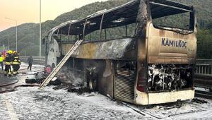 Anadolu Otoyolunda yolcu otobüsünde yangın
