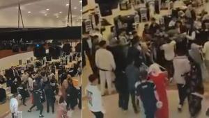 Düğün salonu boks ringine döndü Tekme ve yumruklar havada uçuştu