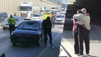 Polisten kaçarken üst geçitten atladı, otomobilin üzerine düştü! Sürücü şoka girdi