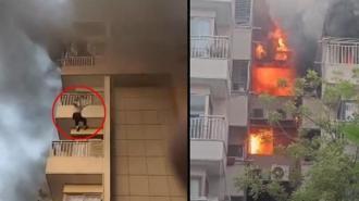Dehşete düşüren an! Alevlerin içinde kaldı, 5. kattan atladı!