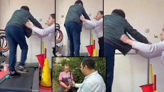 Aileye yanlışlıkla gönderilen skandal kayıt! Koşu bandında dayak