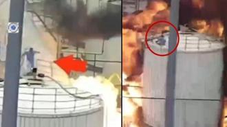 Alev topundan kaçış anları şoke etti! Çin'de kimya fabrikasında patlama
