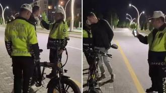 Alkollü bisiklet sürücüsüne ceza kesildi! Polis: Alkollü şekilde eşek bile kullanamazsın